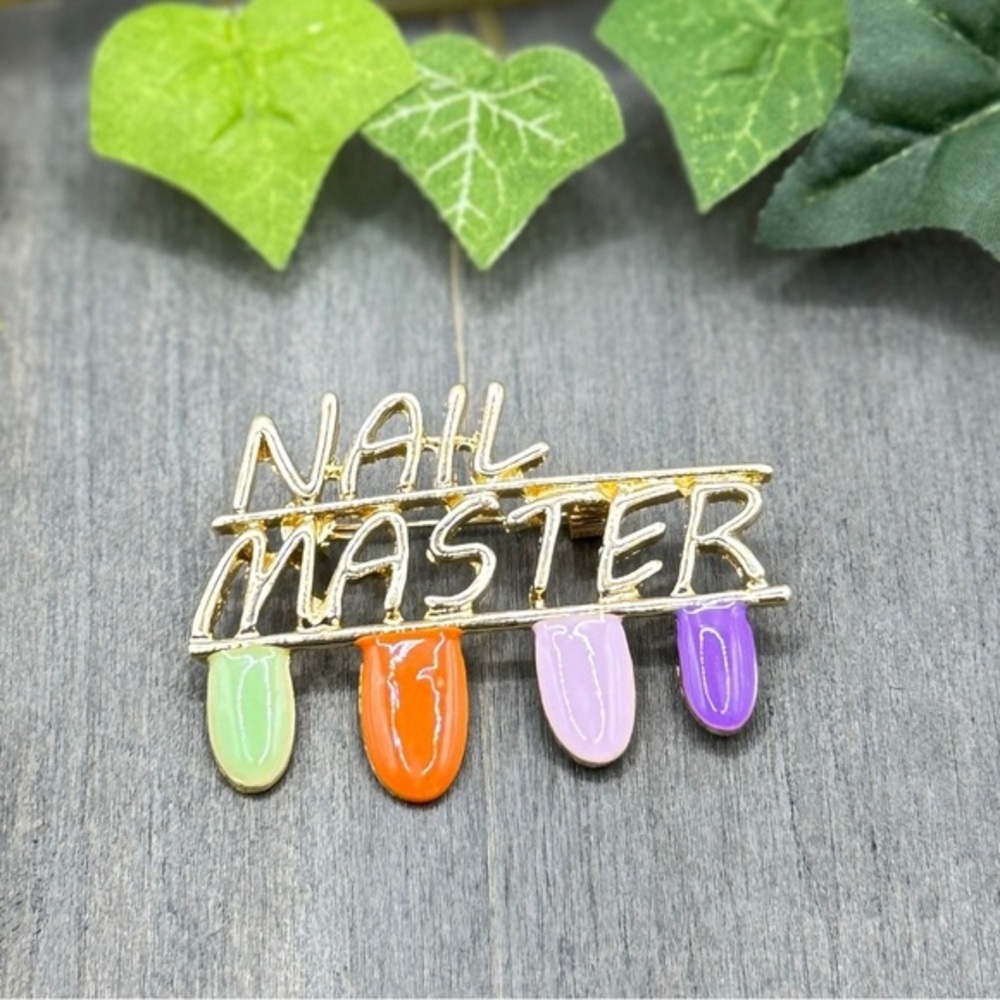 🌻 3/$25 Gold Nail Master Brooch with Multicolor Accents